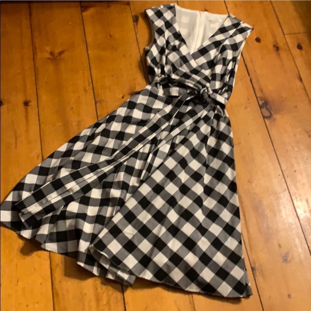 Calvin Klein Dress 2 Black White Gingham Midi